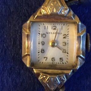 Antique Gold Plate Ornate Welsbro Wind Watch,